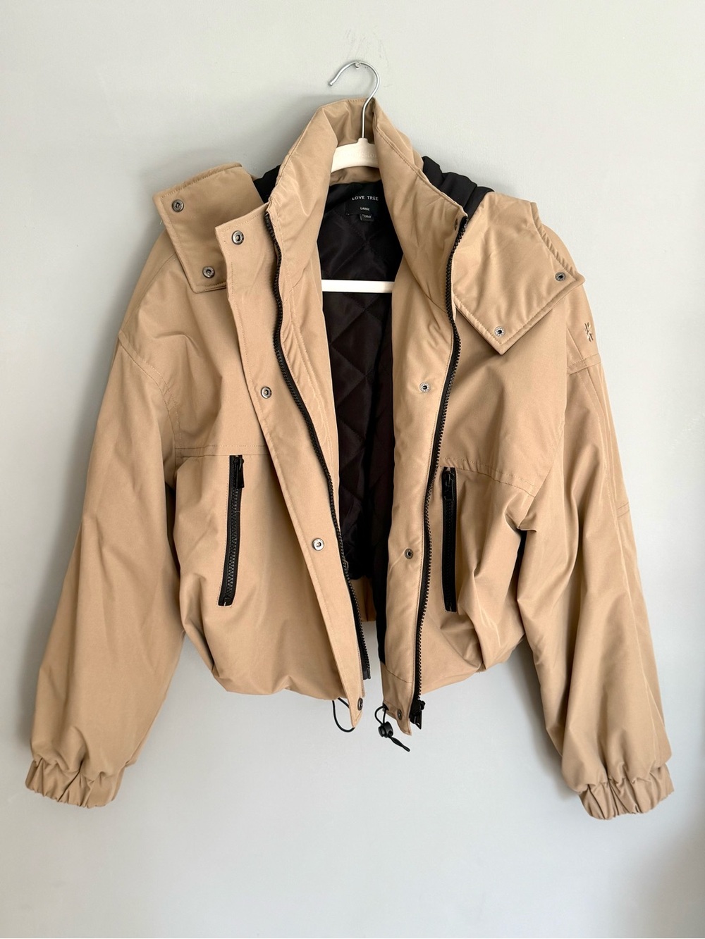 Love Tree Tan Puffer Jacket with Hood